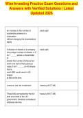 Wise Investing Practice Exam Questions and&NewLine;Answers with Verified Solutions &vert; Latest&NewLine;Updated 2026