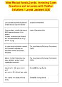 Wise Mutual funds&comma;Bonds&comma; Investing Exam&NewLine;Questions and Answers with Verified&NewLine;Solutions &vert; Latest Updated 2026