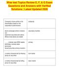 Wise test Topics Review E&comma; F&comma; & G Exam&NewLine;Questions and Answers with Verified&NewLine;Solutions &vert; Latest Updated 2026