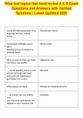 Wise test topics that need review A & B Exam&NewLine;Questions and Answers with Verified&NewLine;Solutions &vert; Latest Updated 2026