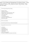 C214 Financial Management OA Study Guide &vert; Time Value&comma; NPV and Ratios