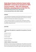State Board Master Esthetics Study Guide 2026&sol;2027 &vert; Actual Exam Questions & 100&percnt; Correct Answers &ndash; Pass Your Advanced Esthetics Licensing Exam on the First Try