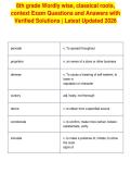 8th grade Wordly wise&comma; classical roots&comma;&NewLine;context Exam Questions and Answers with&NewLine;Verified Solutions &vert; Latest Updated 2026