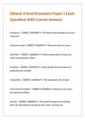 Edexcel A-level Economics Paper 1 Exam Questions With Correct Answers