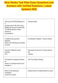 Nine Weeks Test Wise Exam Questions and&NewLine;Answers with Verified Solutions &vert; Latest&NewLine;Updated 2026