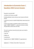 Introduction to Economics Exam 1 Questions With Correct Answers 