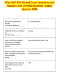 Wise AND IRA Missed Exam Questions and&NewLine;Answers with Verified Solutions &vert; Latest&NewLine;Updated 2026