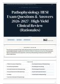 Pathophysiology HESI Exam Questions & Answers 2026&sol;2027 High-Yield Clinical Review &lpar;Rationales&rpar;