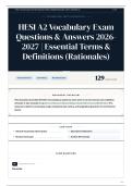 HESI A2 Vocabulary Exam Questions & Answers 2026-2027 Essential Terms & Definitions &lpar;Rationales&rpar;