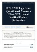 HESI A2 Biology Exam Questions & Answers 2026-2027 Latest Verified Review &lpar;Rationales&rpar;