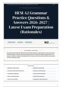 HESI A2 Grammar Practice Questions & Answers 2026&sol;2027 Latest Exam Preparation &lpar;Rationales&rpar;