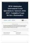 HESI Admission Assessment Exam Questions & Answers 2026-2027 Complete Exam Review &lpar;Rationales&rpar;