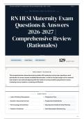RN HESI Maternity Exam Questions & Answers 2026-2027 Comprehensive Review &lpar;Rationales&rpar;