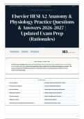 Elsevier HESI A2 Anatomy & Physiology Practice Questions & Answers 2026-2027 Updated Exam Prep &lpar;Rationales&rpar;