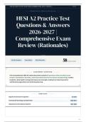 HESI A2 Practice Test Questions & Answers 2026-2027 Comprehensive Exam Review &lpar;Rationales&rpar;