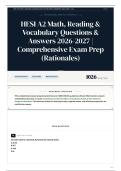 HESI A2 Math&comma; Reading & Vocabulary Questions & Answers 2026-2027 Comprehensive Exam Prep &lpar;Rationales&rpar;