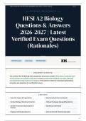 HESI A2 Biology Questions & Answers 2026-2027 Latest Verified Exam Questions &lpar;Rationales&rpar;