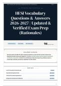 HESI Vocabulary Questions & Answers 2026-2027 Updated & Verified Exam Prep &lpar;Rationales&rpar;