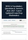 HESI A2 Vocabulary Questions & Answers 2026-2027 Latest Updated Exam Prep &lpar;Rationales&rpar;