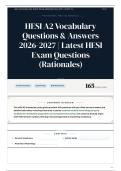 HESI A2 Vocabulary Questions & Answers 2026-2027 Latest HESI Exam Questions &lpar;Rationales&rpar;