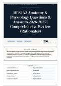 HESI A2 Anatomy & Physiology Questions & Answers 2026-2027 Comprehensive Review &lpar;Rationales&rpar;