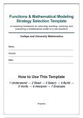 Functions & Mathematical Modeling Strategy Selection Template&colon; A reasoning framework for selecting&comma; building&comma; verifying&comma; and evaluating a mathematical model of a real situation