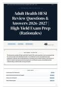 Adult Health HESI Review Questions & Answers 2026&sol;2027 High-Yield Exam Prep &lpar;Rationales&rpar;