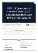 HESI A2 Questions & Answers 2026-2027 Comprehensive Exam Review &lpar;Rationales&rpar;
