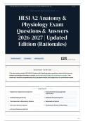 HESI A2 Anatomy & Physiology Exam Questions & Answers 2026-2027 Updated Edition &lpar;Rationales&rpar;