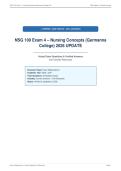 NSG 100 Exam 4 &ndash; Nursing Concepts &lpar;Germanna&NewLine;College&rpar; 2026 UPDATE