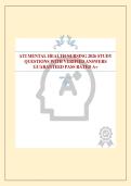 ATI MENTAL HEALTH NURSING 2026 STUDY QUESTIONS WITH VERIFIED ANSWERS GUARANTEED PASS RATED A&plus;