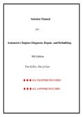 Solution Manual for Automotive Engines&colon; Diagnosis&comma; Repair&comma; and Rebuilding 9th Edition by Tim Gilles & Tim LeVan &vert; All chapters covered&period;