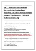 ATLS Trauma Documentation and &NewLine;Communication Practice Exam &NewLine;Questions And Correct Answers &lpar;Verified &NewLine;Answers&rpar; Plus Rationales 2026 Q&A &NewLine;Instant Download Pdf 