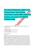 ATI Critical Thinking Exam 2026&sol;2027  For ATI Proctored Exam&colon; Latest Solution Guaranteed A&plus; grade&vert;100&percnt; verified&vert; all questions and answers ATI CRITICAL THINKING EXAM-FREQUENTLY MOST TESTED Q&A FROM PAST PAPERS &ndash; MOST EXPECTED IN EXAM &ndash; MUST KNOW BEFORE EX
