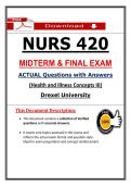 Drexel NURS 420 Midterm & Final Exam &ndash; Health and Illness Concepts III &lpar;2026&rpar; Actual Questions & Verified Answers &vert; Guarantee Pass