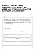 WGU D352 PRACTICE TEST 2026&sol;2027 &vert; EMPLOYMENT AND LABOR LAW STUDY GUIDE&comma; PRACTICE QUESTIONS & EXAM REVIEW