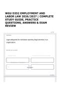 WGU D352 EMPLOYMENT AND LABOR LAW 2026&sol;2027 &vert; COMPLETE STUDY GUIDE&comma; PRACTICE QUESTIONS&comma; ANSWERS & EXAM REVIEW