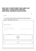 WGU D352 V2 EMPLOYMENT AND LABOR LAW 2026&sol;2027 &vert; STUDY GUIDE&comma; PRACTICE QUESTIONS&comma; ANSWERS & EXAM REVIEW