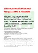 ATI Comprehensive Predictor  2026&sol;2027 ACTUAL EXAM COMPLETE 160 QUESTIONS AND CORRECT DETAILED ANSWERS 2026&sol;2027 WITH BONUS OF FREQUENTLY MOST TESTED Q&A FROM PAST PAPERS &ndash; MOST EXPECTED IN EXAM &ndash; MUST KNOW BEFORE EXAM