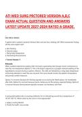 ATI MED SURG PRCTORED VERSION A&comma;B&comma;C  2026&sol;2027 ACTUAL EXAM COMPLETE 160 QUESTIONS AND CORRECT DETAILED ANSWERS 2026&sol;2027 WITH BONUS OF FREQUENTLY MOST TESTED Q&A FROM PAST PAPERS &ndash; MOST EXPECTED IN EXAM &ndash; MUST KNOW BEFORE EXAM