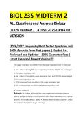 BIOL 235 MIDTERM 2 2026&sol;2027 ACTUAL EXAM COMPLETE 160 QUESTIONS AND CORRECT DETAILED ANSWERS 2026&sol;2027 WITH BONUS OF FREQUENTLY MOST TESTED Q&A FROM PAST PAPERS &ndash; MOST EXPECTED IN EXAM &ndash; MUST KNOW BEFORE EXAM
