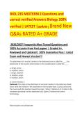 BIOL 235 MIDTERM 2 2026&sol;2027 ACTUAL EXAM COMPLETE 160 QUESTIONS AND CORRECT DETAILED ANSWERS 2026&sol;2027 WITH BONUS OF FREQUENTLY MOST TESTED Q&A FROM PAST PAPERS &ndash; MOST EXPECTED IN EXAM 
