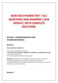 NURS 8024 PHARM TEST 1 SG &vert; &NewLine;QUESTIONS AND ANSWERS &vert; 2026 &NewLine;UPDATE &vert; WITH COMPLETE &NewLine;SOLUTIONS&period;