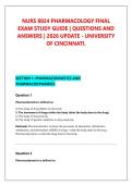NURS 8024 PHARMACOLOGY FINAL &NewLine;EXAM STUDY GUIDE &vert; QUESTIONS AND &NewLine;ANSWERS &vert; 2026 UPDATE - UNIVERSITY &NewLine;OF CINCINNATI&period;