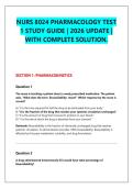 NURS 8024 PHARMACOLOGY TEST &NewLine;1 STUDY GUIDE &vert; 2026 UPDATE &vert; &NewLine;WITH COMPLETE SOLUTION&period;