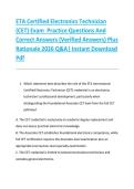 ETA Certified Electronics Technician &NewLine;&lpar;CET&rpar; Exam  Practice Questions And &NewLine;Correct Answers &lpar;Verified Answers&rpar; Plus &NewLine;Rationale 2026 Q&A&vert; Instant Download &NewLine;Pdf  