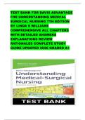 TEST BANK FOR DAVIS ADVANTAGE FOR UNDERSTANDING MEDICAL SURGICAL NURSING 7TH EDITION BY LINDA S WILLIAMS COMPREHENSIVE ALL CHAPTERS WITH DETAILED ANSWERS EXPLANATIONS REVIEW RATIONALES COMPLETE STUDY GUIDE UPDATED 2026 GRADED A&plus;