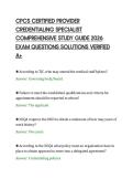 CPCS CERTIFIED PROVIDER&NewLine;CREDENTIALING SPECIALIST&NewLine;COMPREHENSIVE STUDY GUIDE 2026&NewLine;EXAM QUESTIONS SOLUTIONS VERIFIED&NewLine;A&plus;