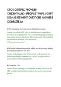 CPCS CERTIFIED PROVIDER&NewLine;CREDENTIALING SPECIALIST FINAL SCRIPT&NewLine;2026 ASSESSMENT QUESTIONS ANSWERS&NewLine;COMPLETE A&plus;