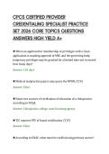 CPCS CERTIFIED PROVIDER&NewLine;CREDENTIALING SPECIALIST PRACTICE&NewLine;SET 2026 CORE TOPICS QUESTIONS&NewLine;ANSWERS HIGH YIELD A
